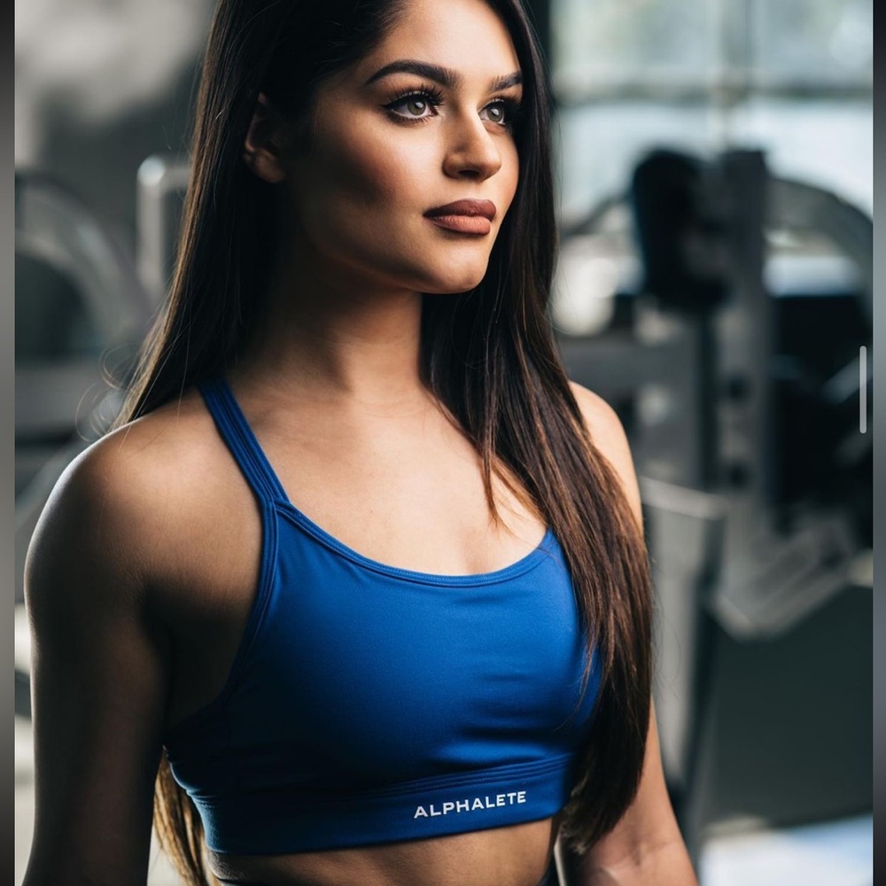 Alphalete sonic blue tri bra